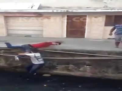 two drunk friend fight in the sewers