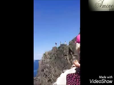 shit! woman falls from cliff