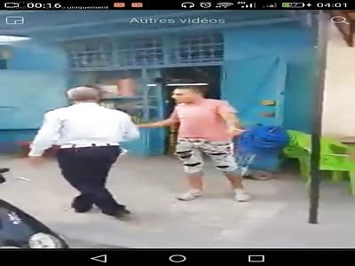 Tunisian policeman gets brutal slap from drugged asshole