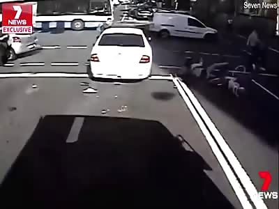 Driver slams into a cyclist before also hitting a pedestrian