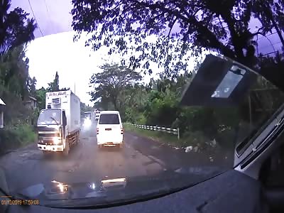 Bus Takes out Tricycle