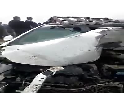 brutal accident in the desert road in Egypt