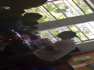 crazy female teacher brutally slap young girl in classroom