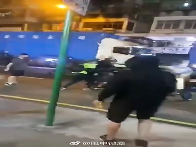 HongKongProtest rioters beating up ppl on the streets