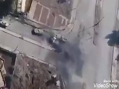 car bombing filmed by drone