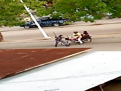 Couple on motorcycle gets hard beating from military police 