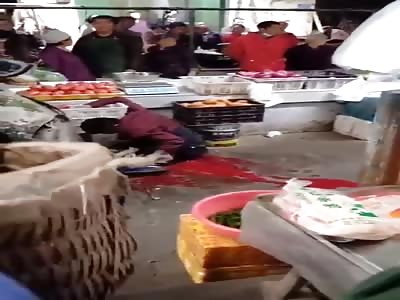 Young man killed in some Chinese meat market 