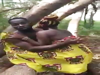 African couple caught fucking in the jungle 