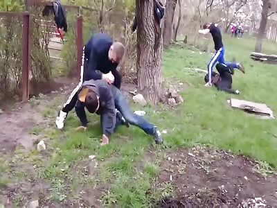 Beating the shit out of each other in public park.