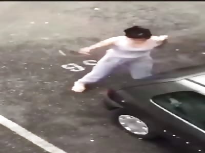 Crazy Bitch Gets Beating for Trying to Destroy Boyfriend Car
