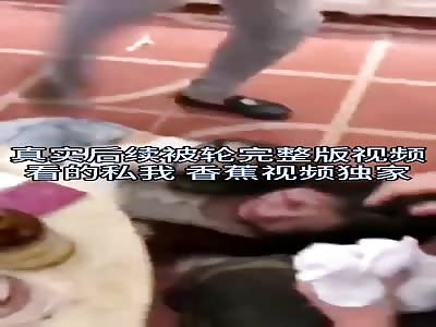 Chinese young girl take savage beating from group of drunk men 