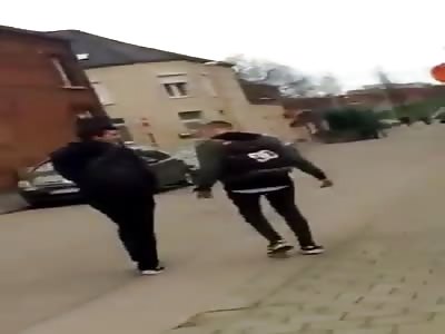 School kid starts fight, gets knocked the fuck out.