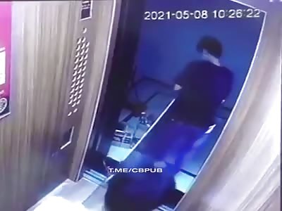The Chinese way of transporting glass in an elevator.
