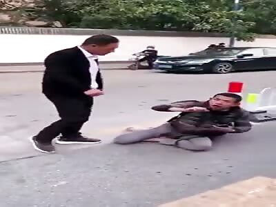 Security guard savagely beating young man with mental health 