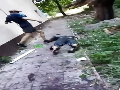 Russian teenager savagely beating homeless for fun