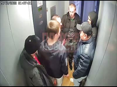 Drunk Russian fighting inside elevator 