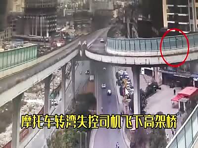 Old man fall from his Motorcycle and fly out of Bridge to his death 