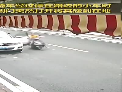 Motorcyclist crashed by speeding car in a final destination accident 