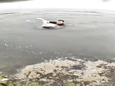 Drowned young girl in river 