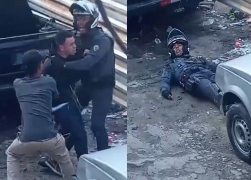 Cop Shot In The Neck While Fighting With Suspect