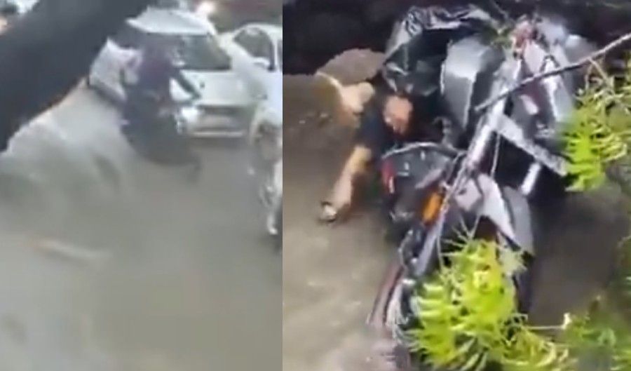 Tree Falls On Motorcyclist Killing Him Instantly (CCTV and aftermath)