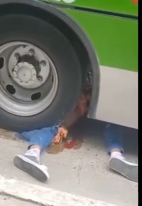 Poor woman crushed by bus 