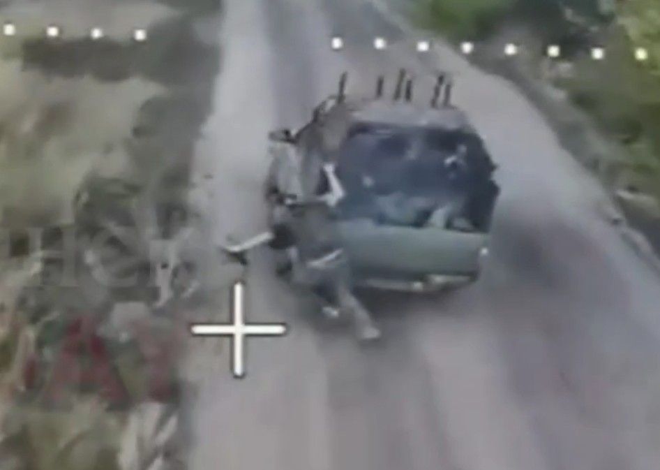 Ukrainian jumps from moving vehicle. 