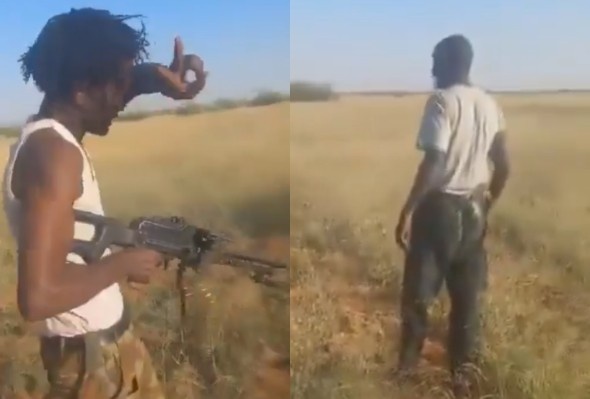 RSF Militant Executes Captive With Mashine Gun