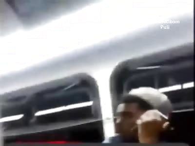 BRUTAL. woman is hit in train