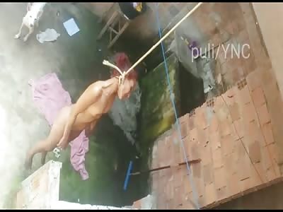 Naked Woman decides to take her own life by hanging herself