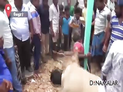 Elderly Woman Tied to Pole Gets Beaten by Mob 