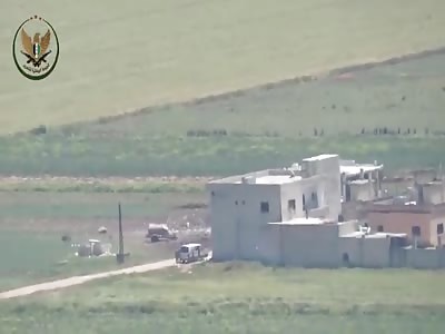 Video shows FSA rebels blowing up regime van and several regime fighte