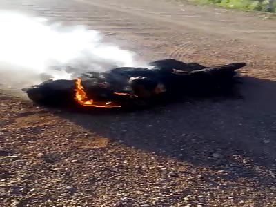 Another Drug Cartel Victim Burns on the Road