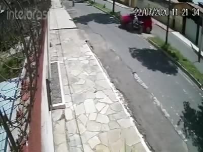 CCTV. Accident Motorcyclist is hit by car 