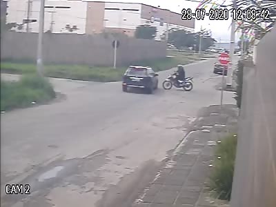 CCTV.. Motorcyclist Is Hit by Automobile 
