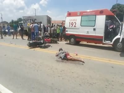 motorcyclist crushed in accident 