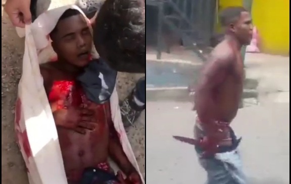 Drugged young man assaulted police then stabbed himself 