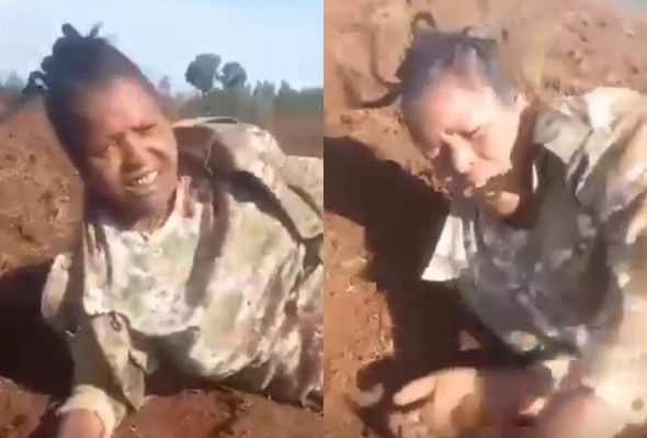 Surrendered Female Soldier Shot By Pro-Government Fighters