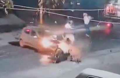 Couple In Motorcycle Sent In The Air