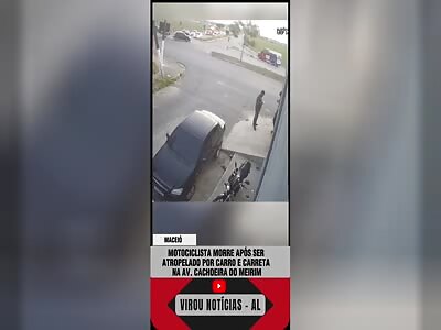 MOTORCYCLIST RUN OVER BY CAR AND THEN BY TRUCK