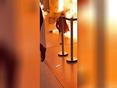 MAN SETS HIMSELF ON FIRE IN MALL
