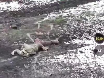 Aftermath of Russian BMP and soldiers attached killed. 