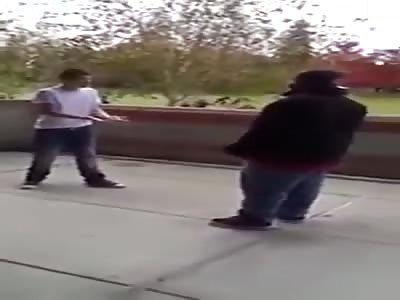 Fat Bully gets rocked by skinny kick boxer 