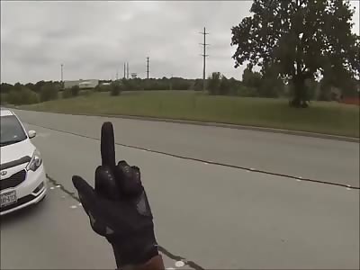 ROAD RAGE!!ASSHOLE BIKER GETS HIS ASS BEAT BY AN OLD MAN !!