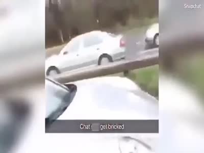 Road rage with a brick vs guy in a Porsche 