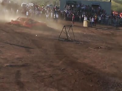 monster truck chases the crowd