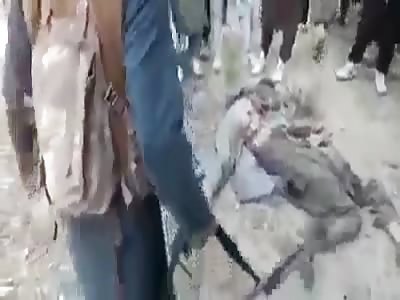 x2 ISIS Members Getting Riddled With AK Rounds By Taliban