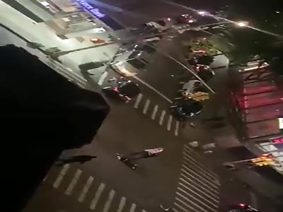 A Police Officer Is Sent Flying In The Air After Hit And Run Incident