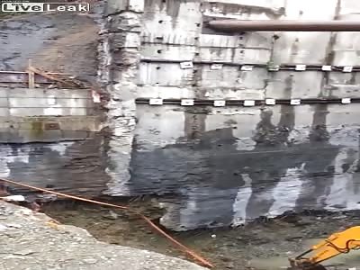 Construction retaining wall collapses in beyoglu
