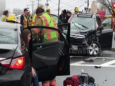 Four car smash up people injured